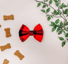 Load image into Gallery viewer, Red and Black Lumberjack Bow Tie